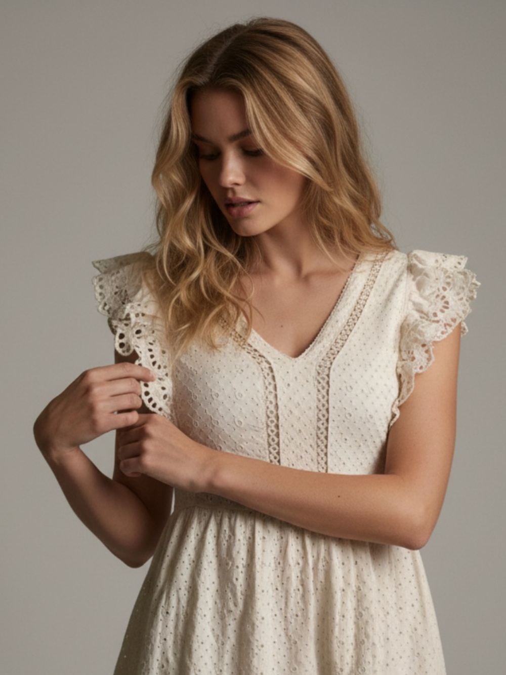 LOFT Cotton Powder Pink Eyelet Dress - Picture 3 of 16